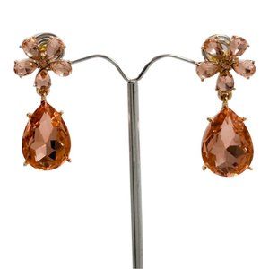 Light Peach Flower with  Teardrop Dangle Earrings
